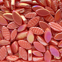 Mosaiksteinen Elipsenform Perle Glas Orange-Rot