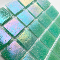 Verre Mosaique - glass mosaic -Glasmosaik-glasmozaïek-Glasmozaiek Iriserend 20mm Turkoois - mosaicshop