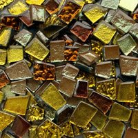 Verre Mosaique - glass mosaic -Glasmosaik-glasmozaïek-Glastegel met Spiegel Goudmix - mosaicshop
