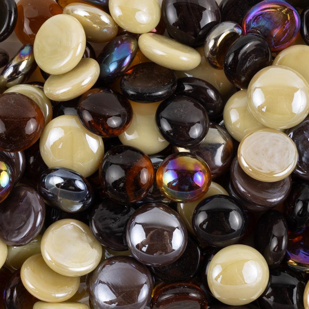 Glasdruppels  16-20mm Karamel Mix