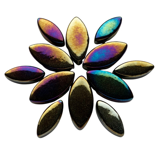 Mosaiksteinen Elipsenform Perle Glas  Schwarz