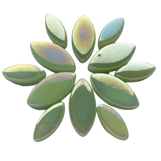 Mosaiksteinen Elipsenform Perle Glas  Hellgrün
