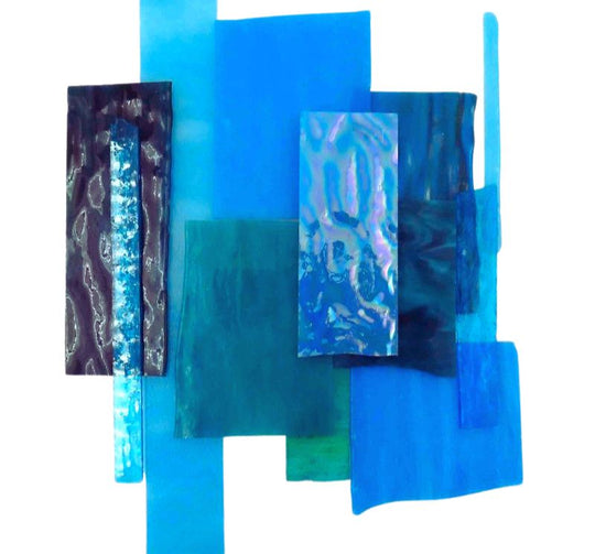 Glasscherven XL Zeeblauw