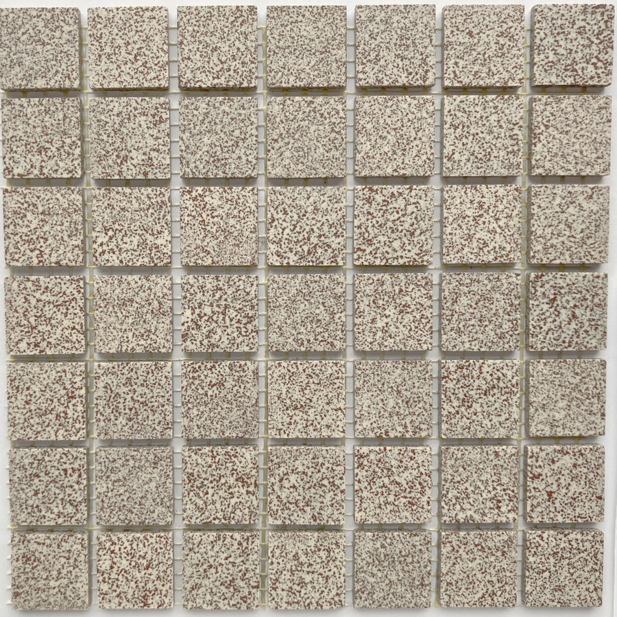 Winckelmans Rouge 210 Mouchetés – matte mozaïektegels van 20x20 mm op gaas