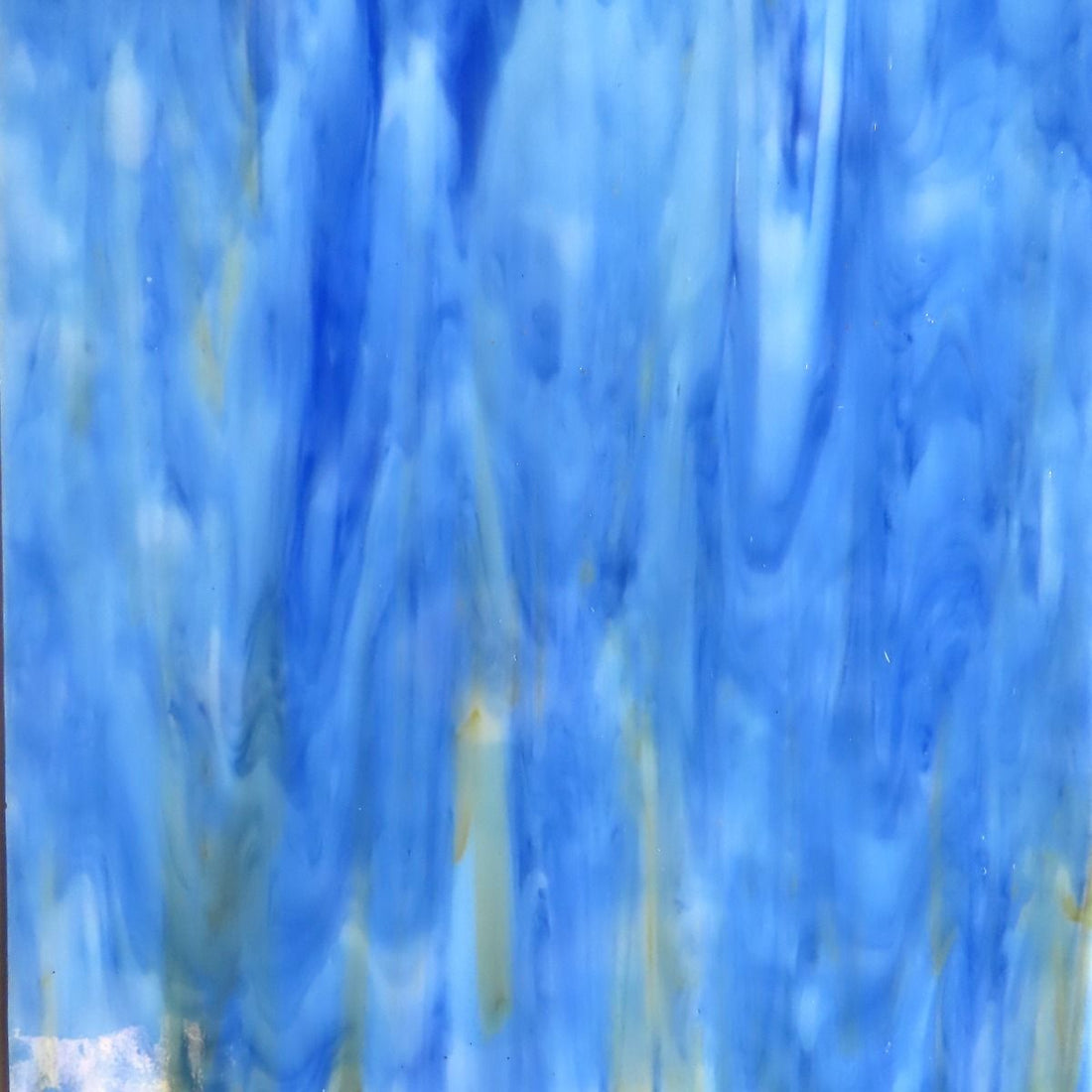 Glass Plate Sky Blue Amber Marbled