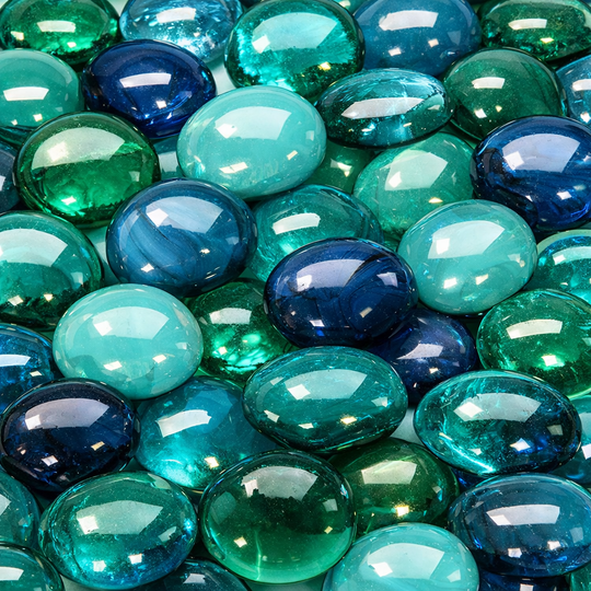 Glass Nuggets 16-20mm Green-Blue Mix
