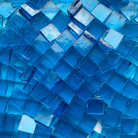 Losse Tiffany Glacier glastegeltjes van 15 mm in Capri Blauw