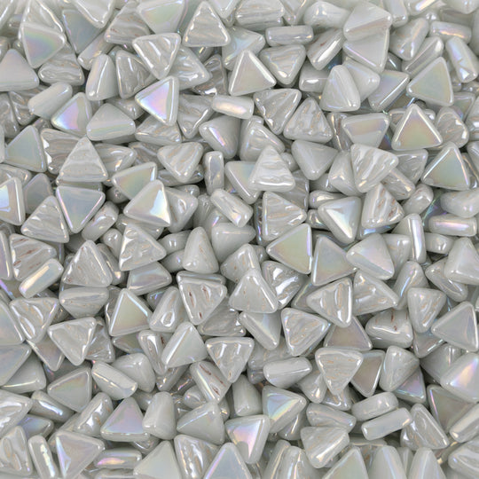 Mini Glasmosaik Dreieck Irisierend  Perlgrau