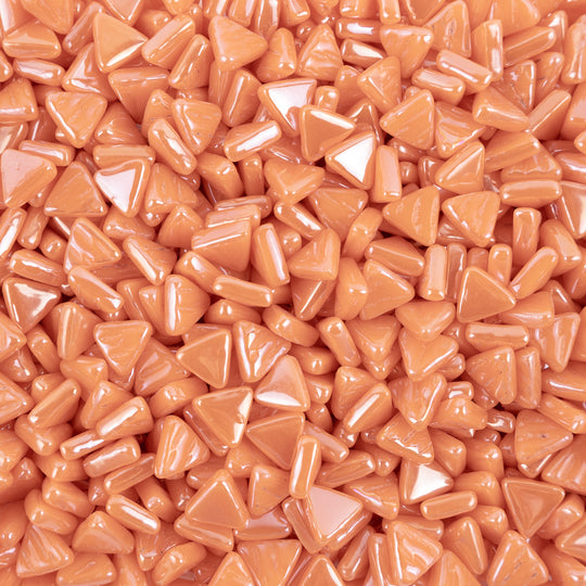 Mini Glass Mosaic Triangle Iridescent Opaque Orange