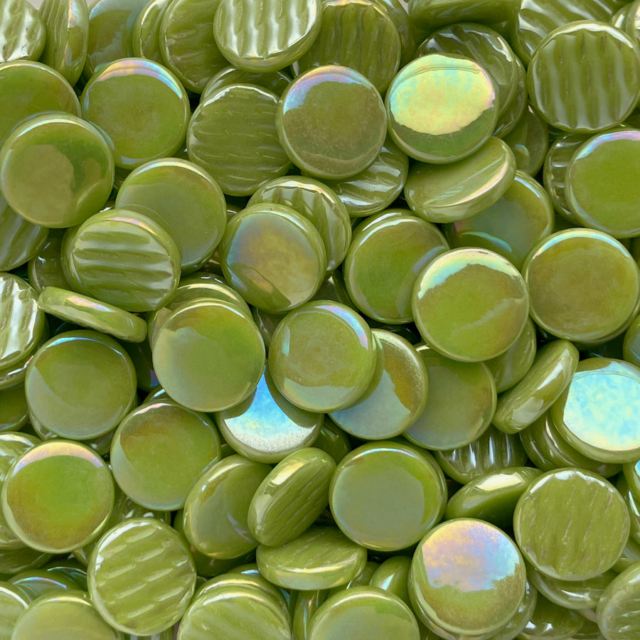 Rounds Pearlised 18mm   Acid Green