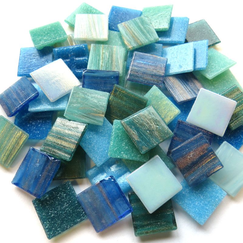 Glass Mosaic Water Mix 20mm