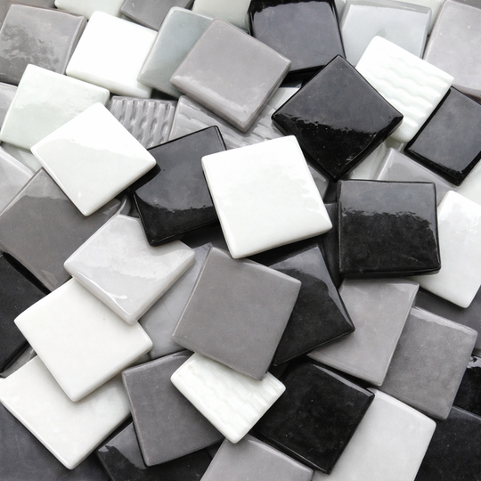 Pâte de Verre 25mm Zwart-Grijs-Wit Mix