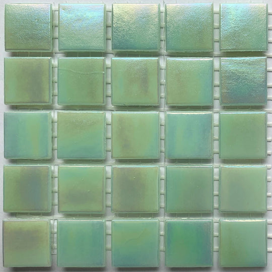 Iridescent Glass Mosaic 20mm  Green Pearl