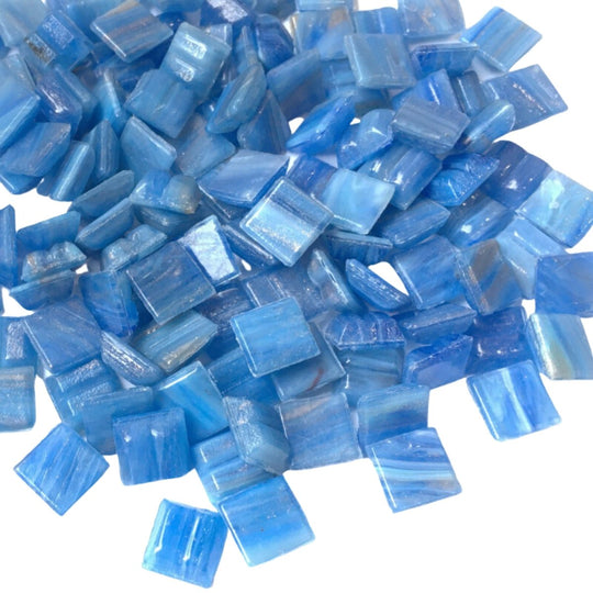 Glasmosaik Gold 10mm  Blaue Schleife