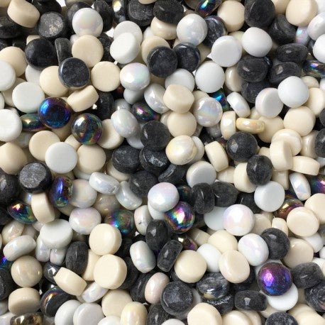 Glasnopjes 12mm Zwart/Wit Mix