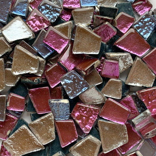 Glasfliese mit Spiegel   Rose Mix