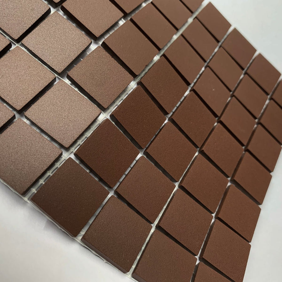 Winckelmans Brun – matte mozaïektegels van 20x20 mm op gaas