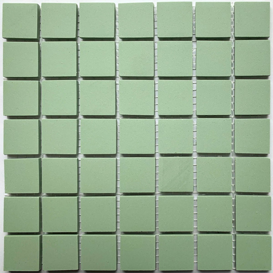 Winckelmans Pistache – matt 20x20 mm mosaic tiles on mesh